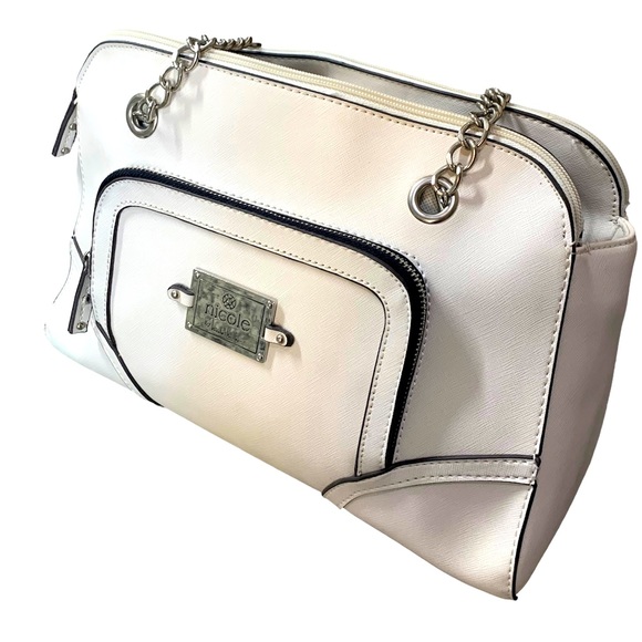 Nicole Miller Handbags - Nicole Miller White Tess Chain Detail Purse